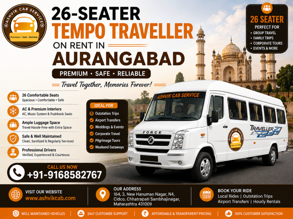 26-Seater Tempo Traveller on Rent in Aurangabad