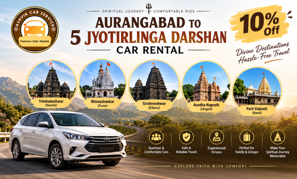 aurangabad to 5 jyotirlinga darshan Car Rental